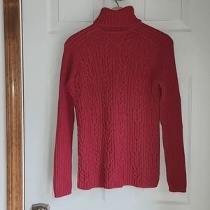 Karen Scott, Women's S, Red, Tutrleneck Sweater, Cable Front Design